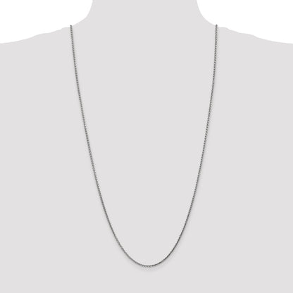 14K White Gold 30 Inch 2.1mm Diamond-Cut Spiga With Lobster Clasp Chain Necklace