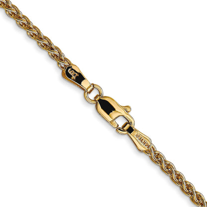 14K Yellow Gold 22 Inch 2.1mm Spiga With Lobster Clasp Chain Necklace