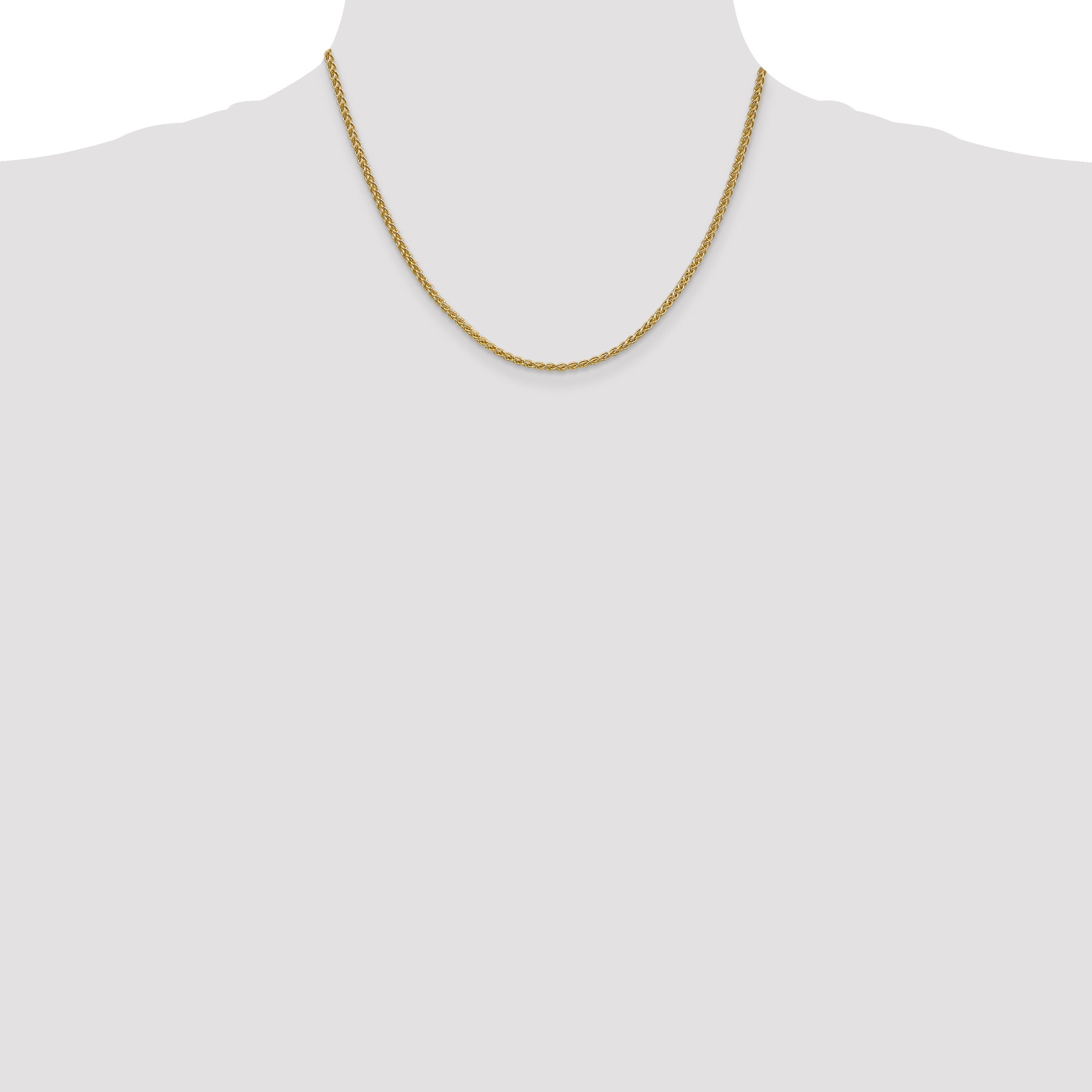14K Yellow Gold 18 Inch 2.1mm Spiga With Lobster Clasp Chain Necklace