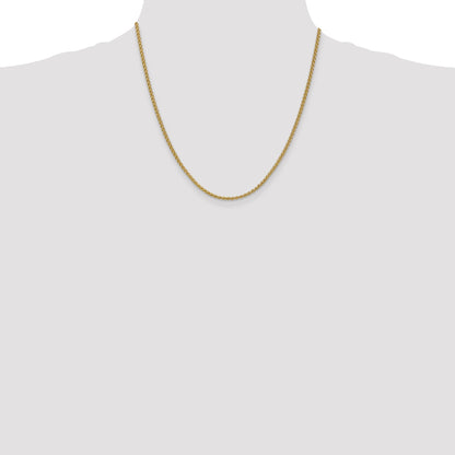 14K Yellow Gold 20 Inch 2.1mm Spiga With Lobster Clasp Chain Necklace