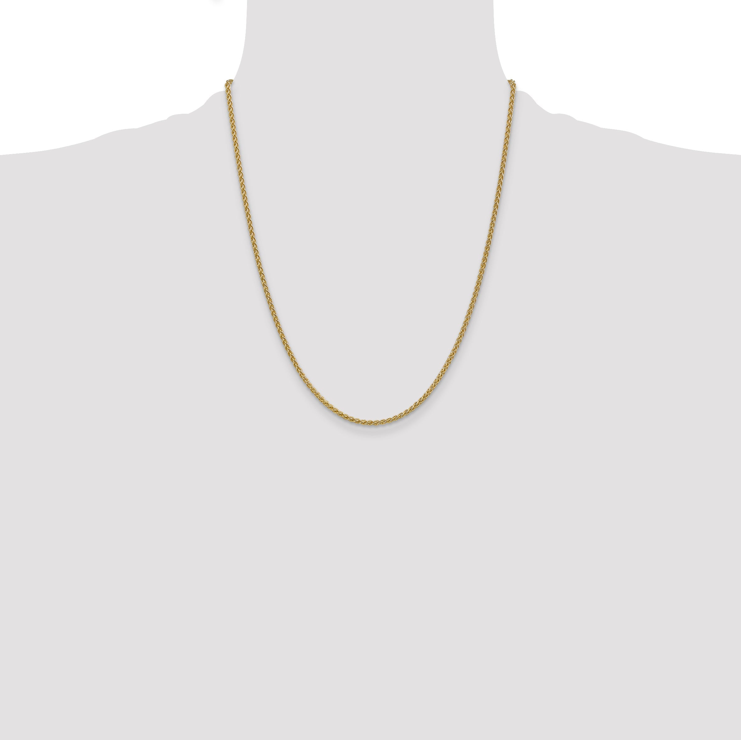 14K Yellow Gold 22 Inch 2.1mm Spiga With Lobster Clasp Chain Necklace