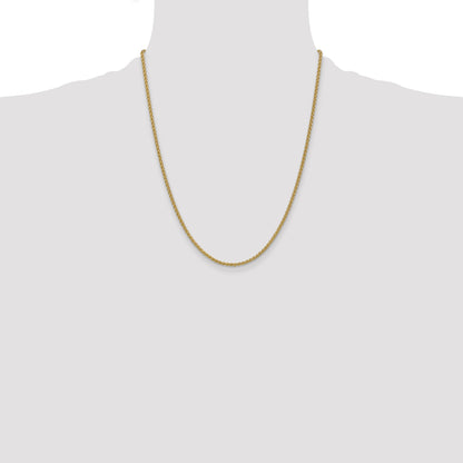 14K Yellow Gold 22 Inch 2.1mm Spiga With Lobster Clasp Chain Necklace