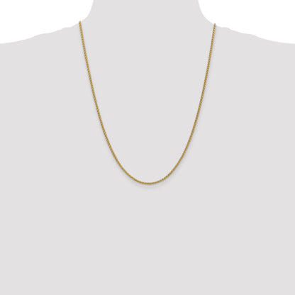 14K Yellow Gold 24 Inch 2.1mm Spiga With Lobster Clasp Chain Necklace