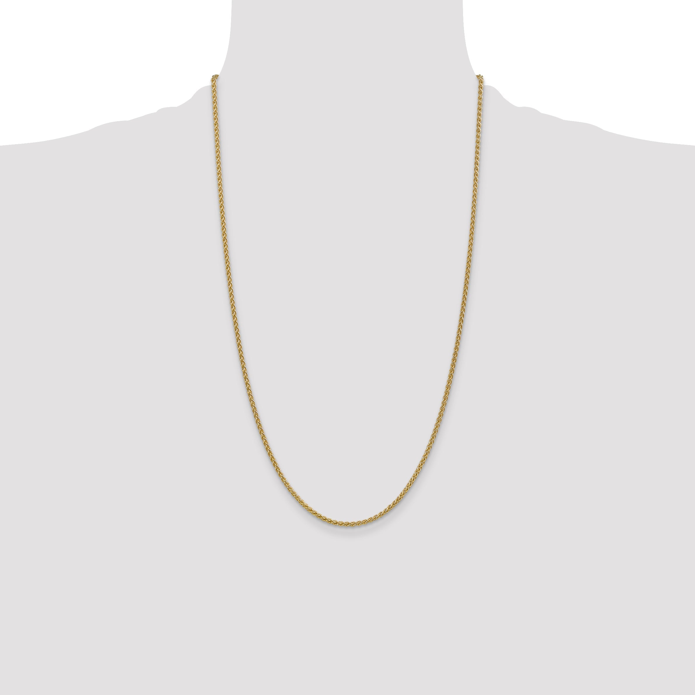 14K Yellow Gold 26 Inch 2.1mm Spiga With Lobster Clasp Chain Necklace