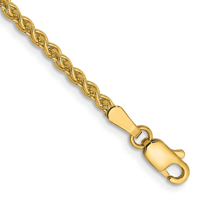 14K Yellow Gold 7 Inch 2.1mm Spiga With Lobster Clasp Bracelet