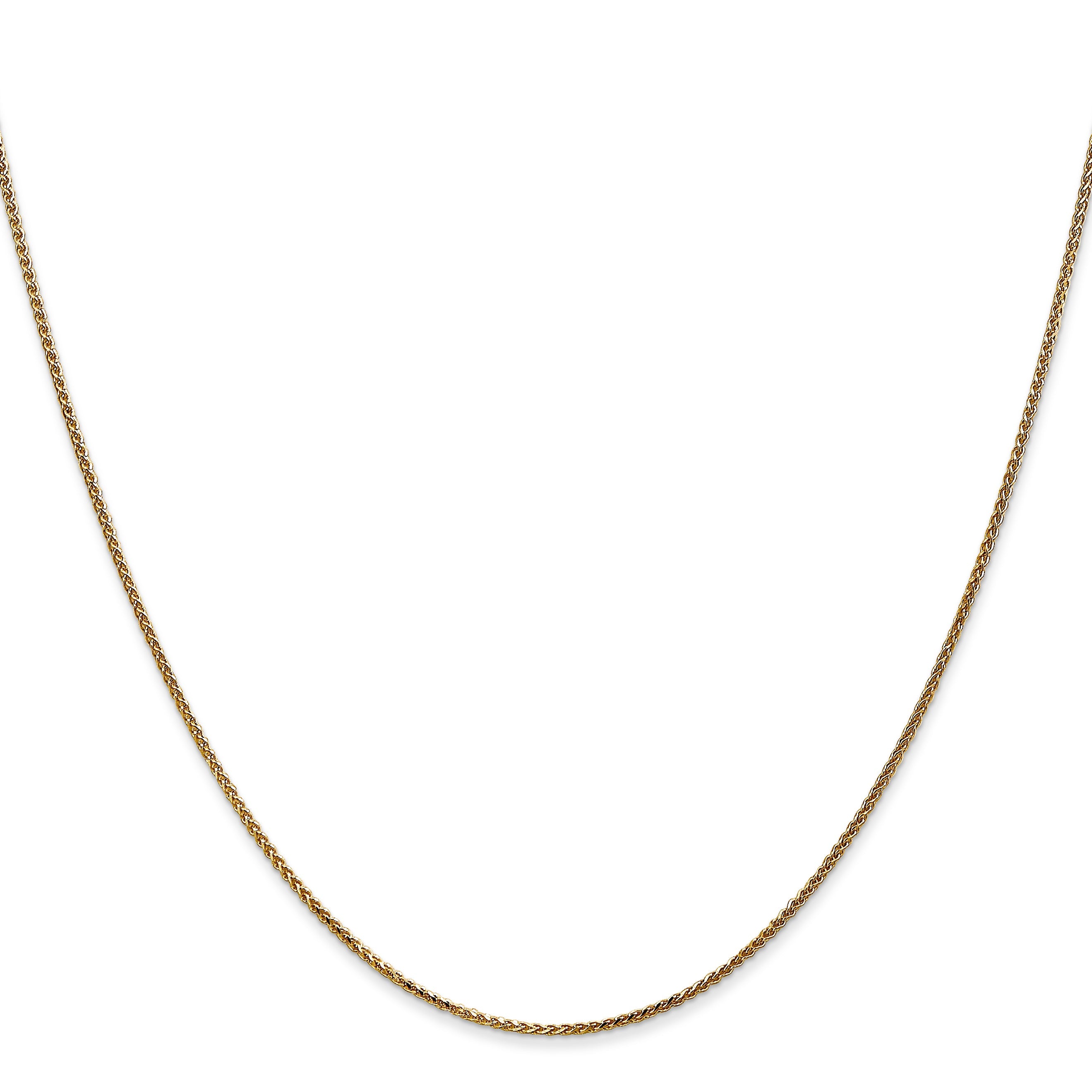 14K Yellow Gold 24 Inch 1.05mm Diamond-Cut Spiga With Spring Ring Clasp Chain Necklace