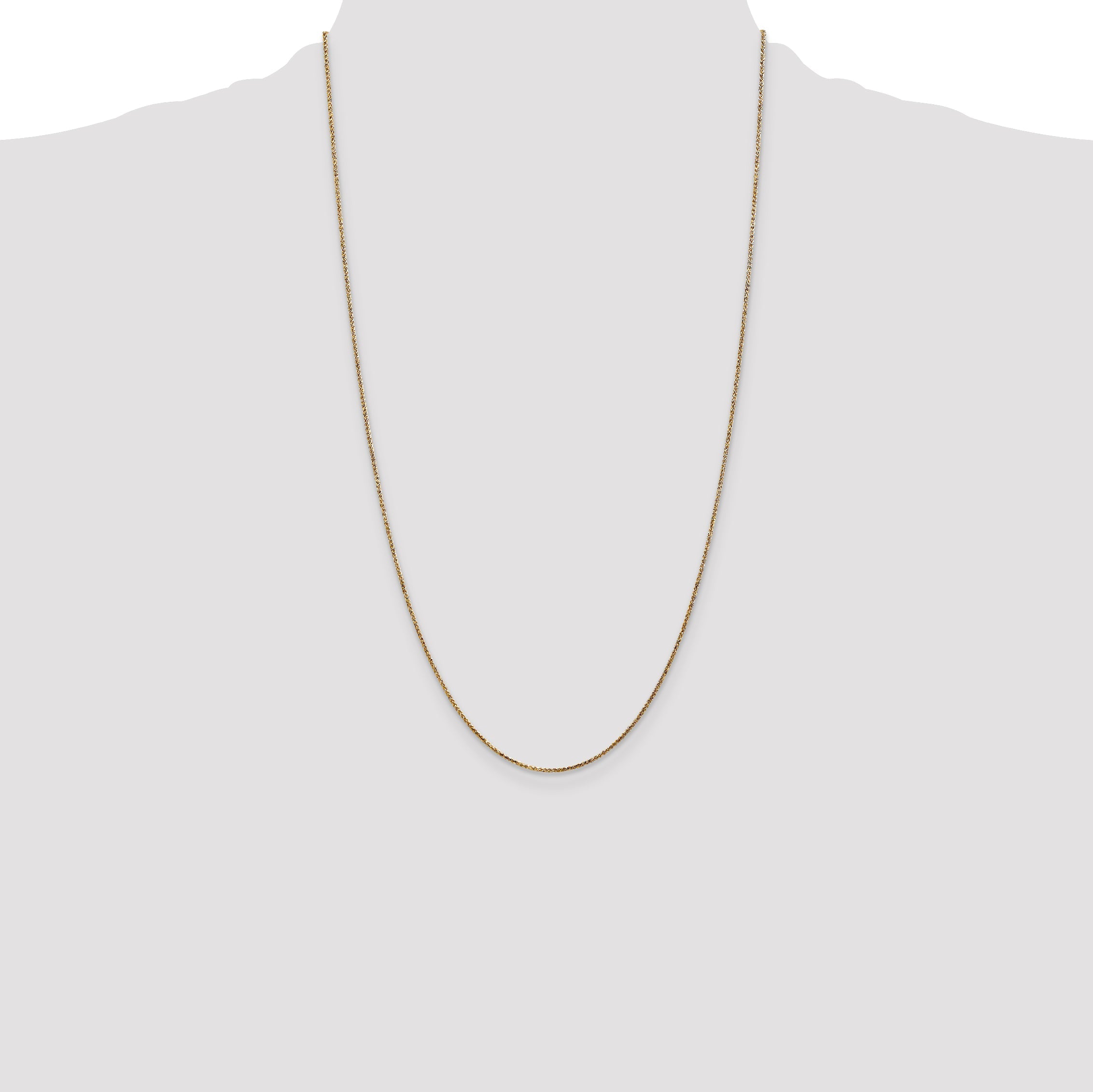 14K Yellow Gold 26 Inch 1.05mm Diamond-Cut Spiga With Spring Ring Clasp Chain Necklace