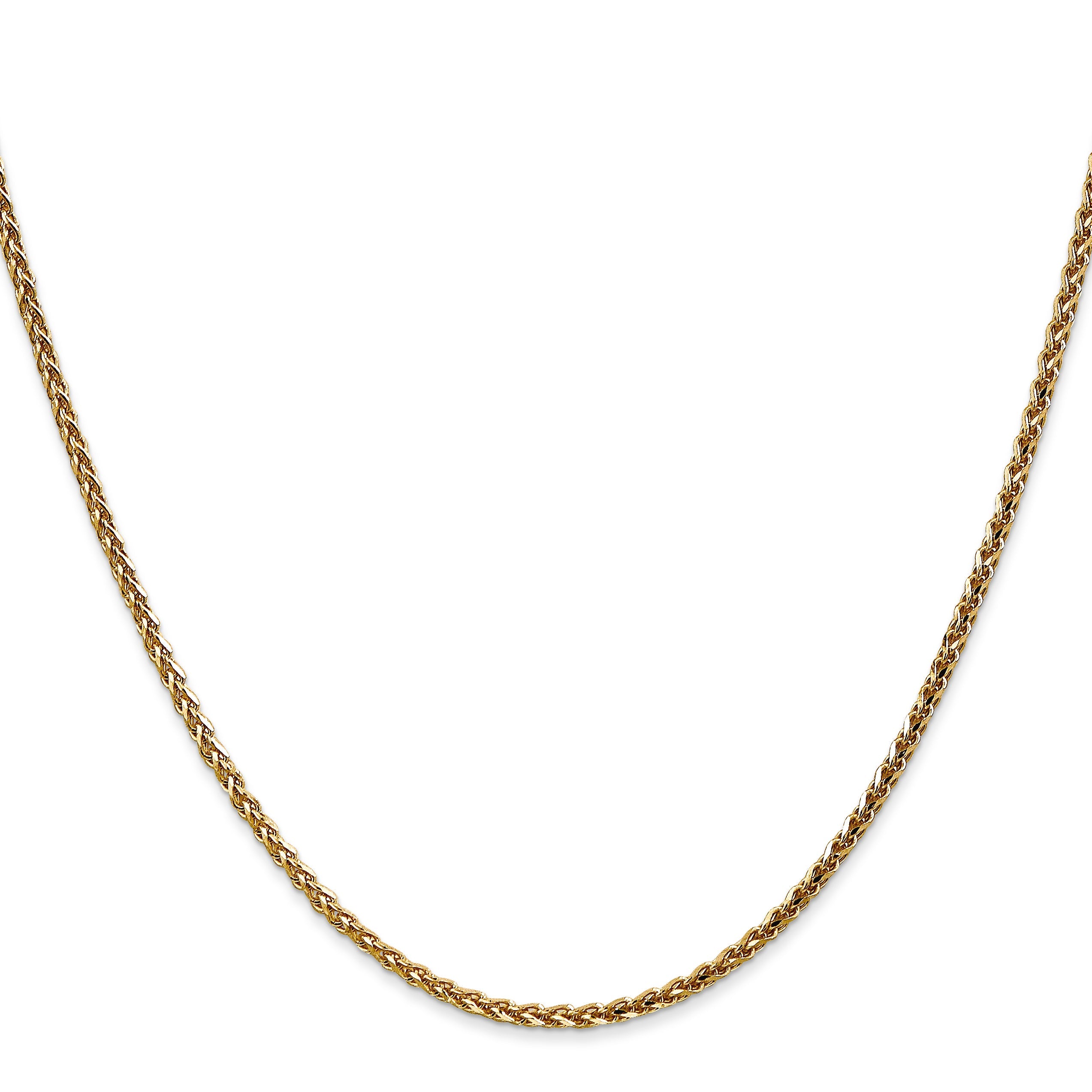 14K Yellow Gold 16 Inch 2.1mm Diamond-Cut Spiga With Lobster Clasp Chain Necklace