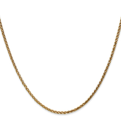 14K Yellow Gold 18 Inch 2.1mm Diamond-Cut Spiga With Lobster Clasp Chain Necklace
