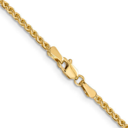 14K Yellow Gold 16 Inch 2.1mm Diamond-Cut Spiga With Lobster Clasp Chain Necklace
