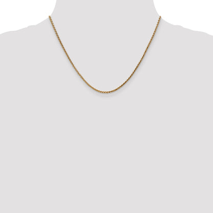 14K Yellow Gold 18 Inch 2.1mm Diamond-Cut Spiga With Lobster Clasp Chain Necklace