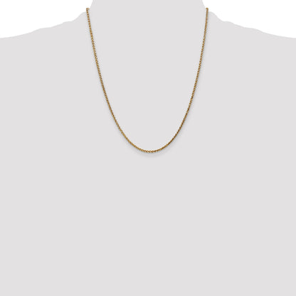 14K Yellow Gold 22 Inch 2.1mm Diamond-Cut Spiga With Lobster Clasp Chain Necklace
