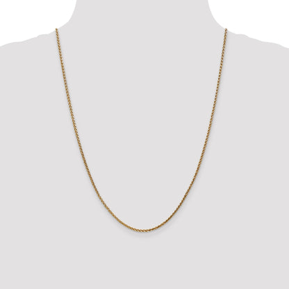 14K Yellow Gold 24 Inch 2.1mm Diamond-Cut Spiga With Lobster Clasp Chain Necklace