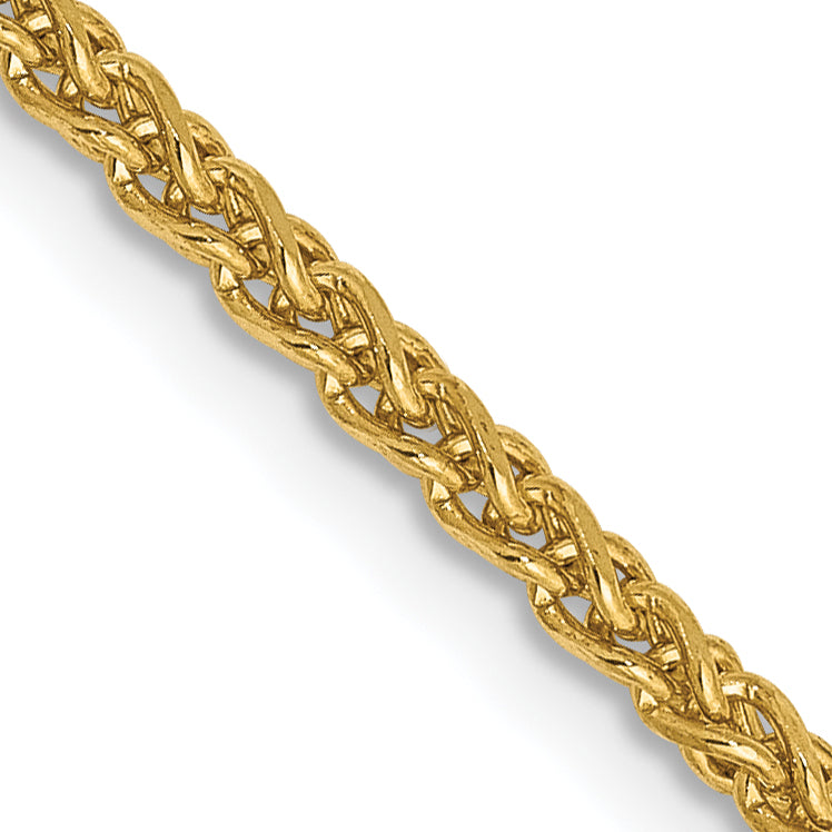 14K Yellow Gold 18 Inch 2.1mm Diamond-Cut Spiga With Lobster Clasp Chain Necklace