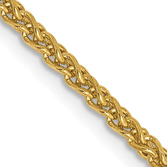 14K Yellow Gold 18 Inch 2.1mm Diamond-Cut Spiga With Lobster Clasp Chain Necklace