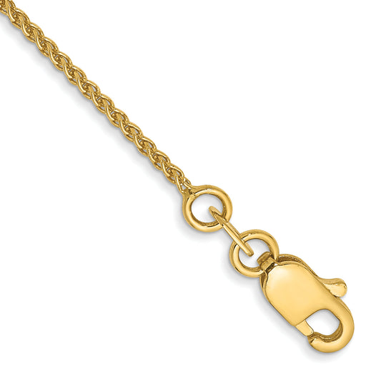 14K Yellow Gold 10 Inch 1.05mm Spiga With Lobster Clasp Anklet