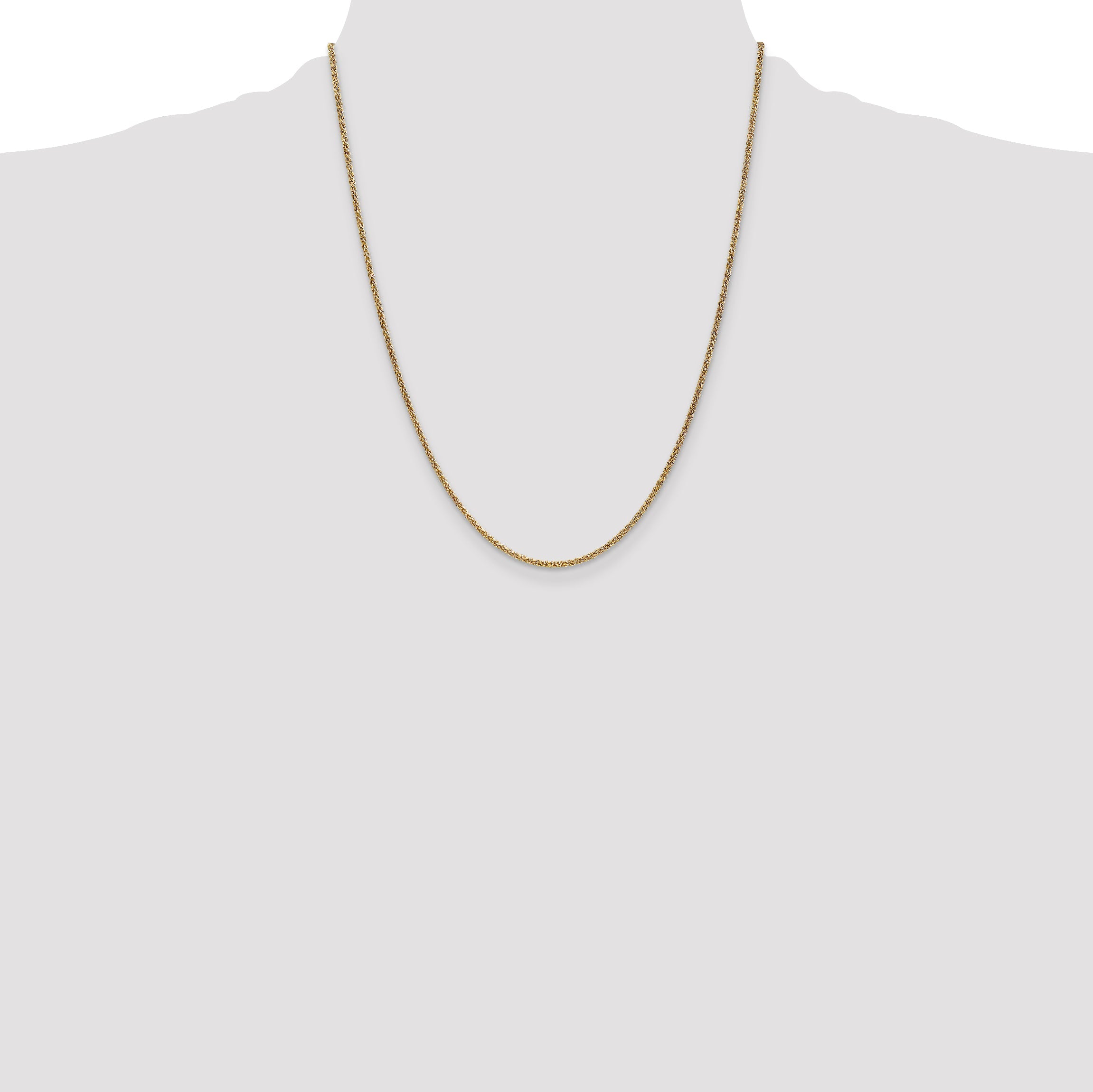 14K Yellow Gold 22 Inch 1.7mm Spiga With Lobster Clasp Chain Necklace