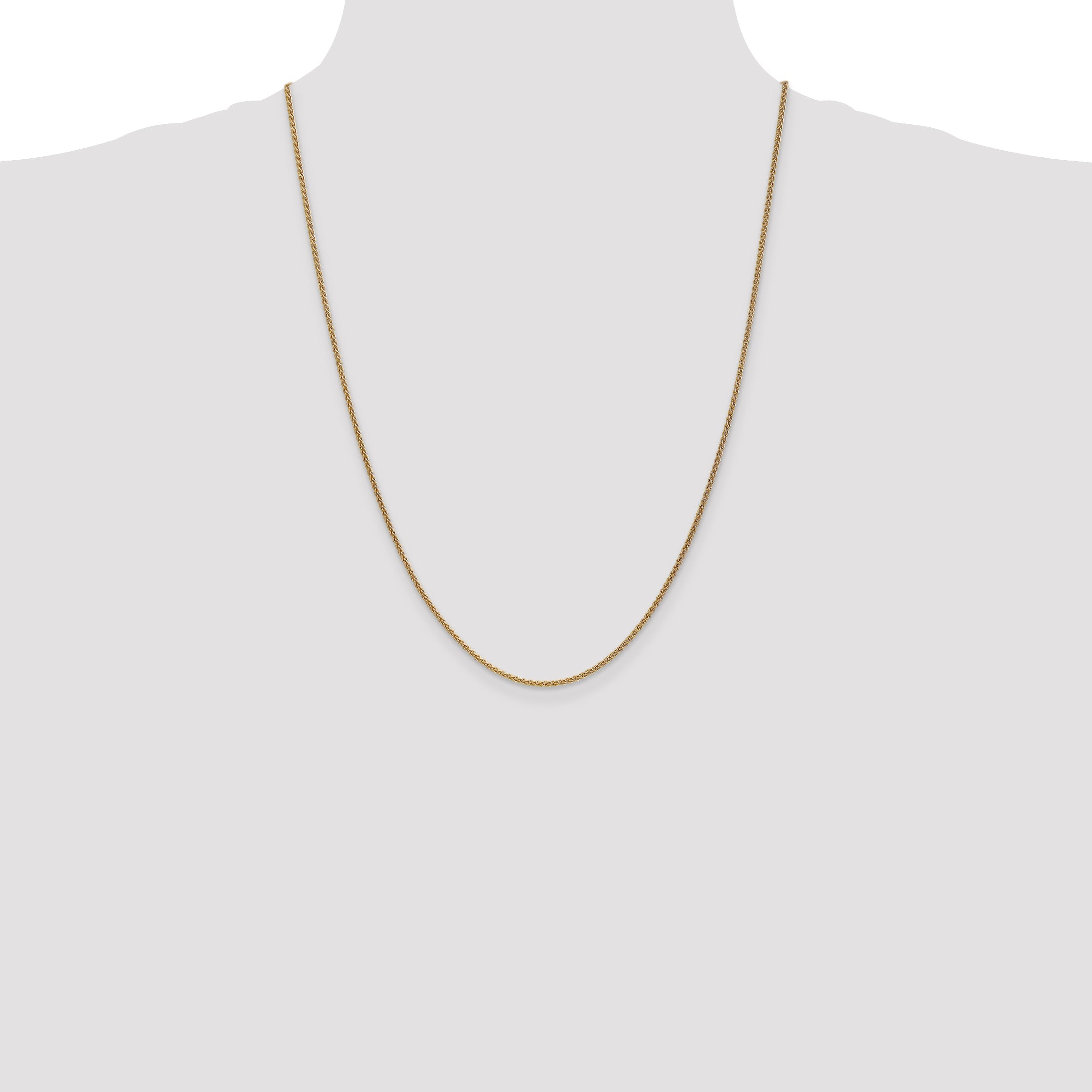 14K Yellow Gold 24 Inch 1.7mm Spiga With Lobster Clasp Chain Necklace