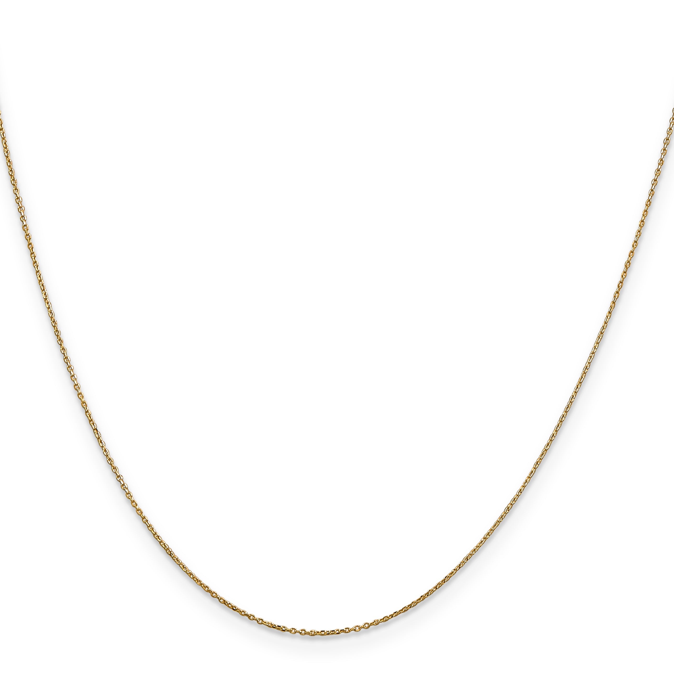 14K Yellow Gold 16 Inch .6mm Diamond-Cut Round Open Link Cable With Spring Ring Clasp Chain Necklace