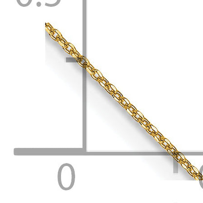 14K Yellow Gold 14 Inch .6mm Diamond-Cut Round Open Link Cable With Spring Ring Clasp Chain Necklace
