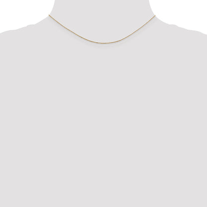 14K Yellow Gold 14 Inch .6mm Diamond-Cut Round Open Link Cable With Spring Ring Clasp Chain Necklace