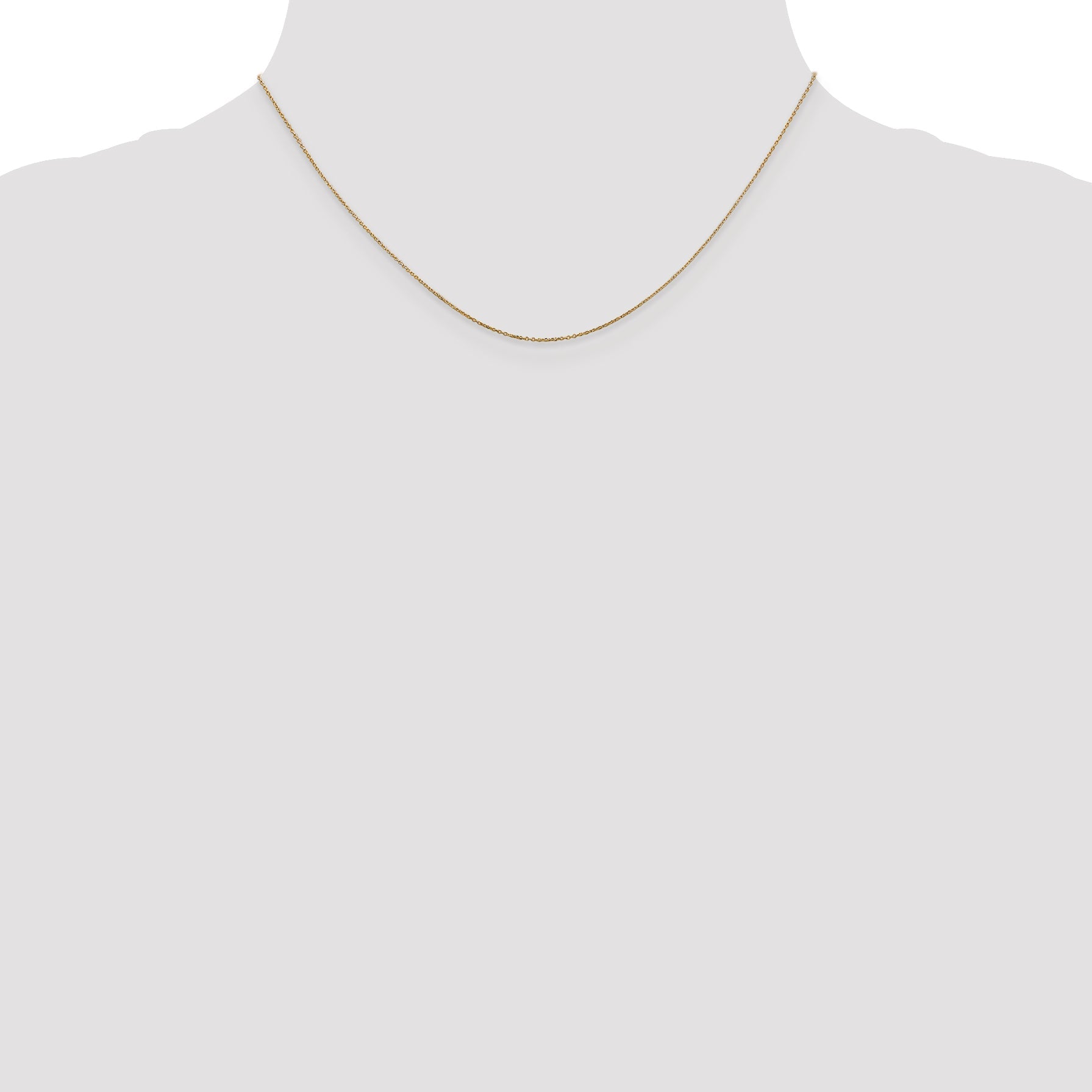 14K Yellow Gold 16 Inch .6mm Diamond-Cut Round Open Link Cable With Spring Ring Clasp Chain Necklace