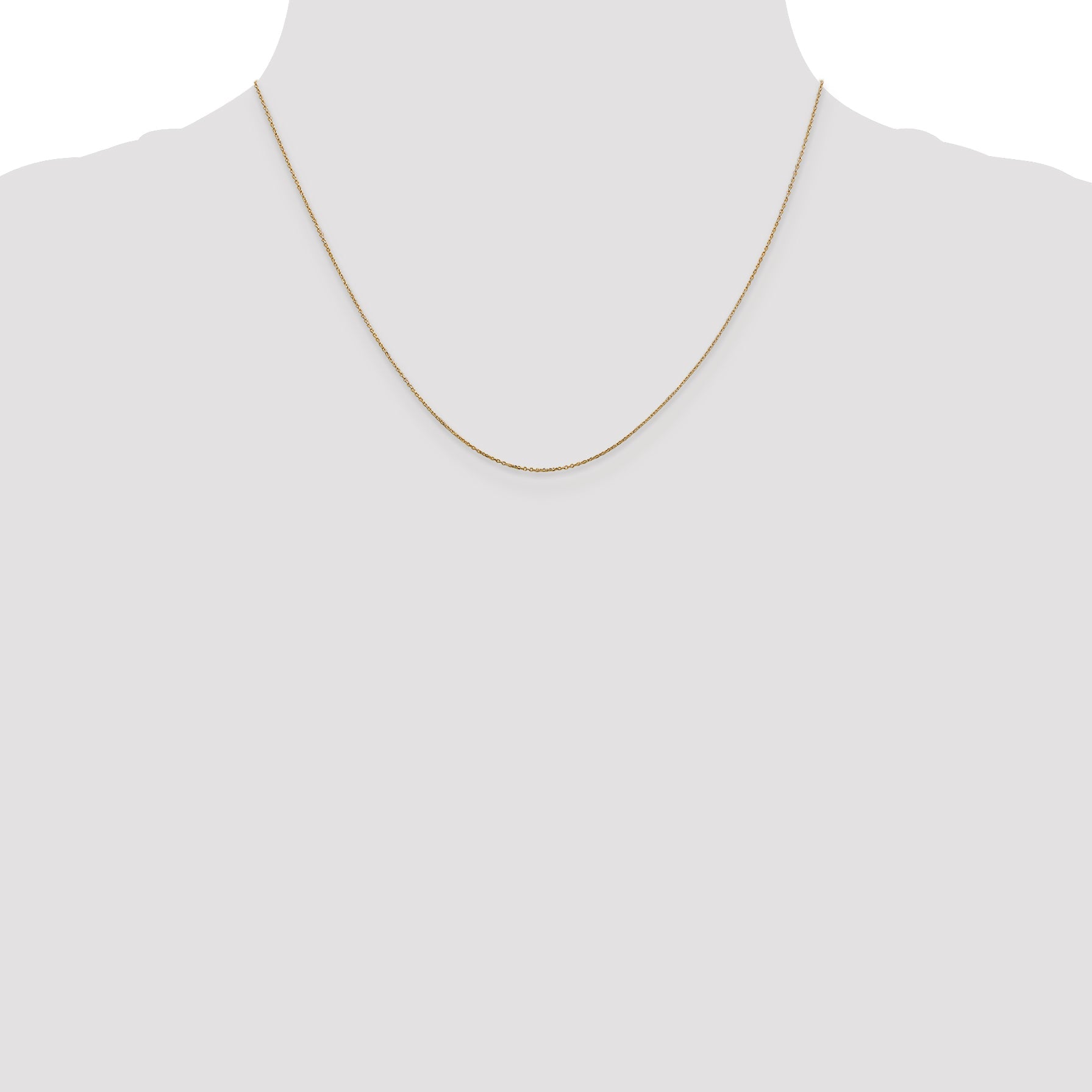 14K Yellow Gold 18 Inch .6mm Diamond-Cut Round Open Link Cable With Spring Ring Clasp Chain Necklace