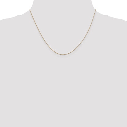 14K Yellow Gold 18 Inch .6mm Diamond-Cut Round Open Link Cable With Spring Ring Clasp Chain Necklace