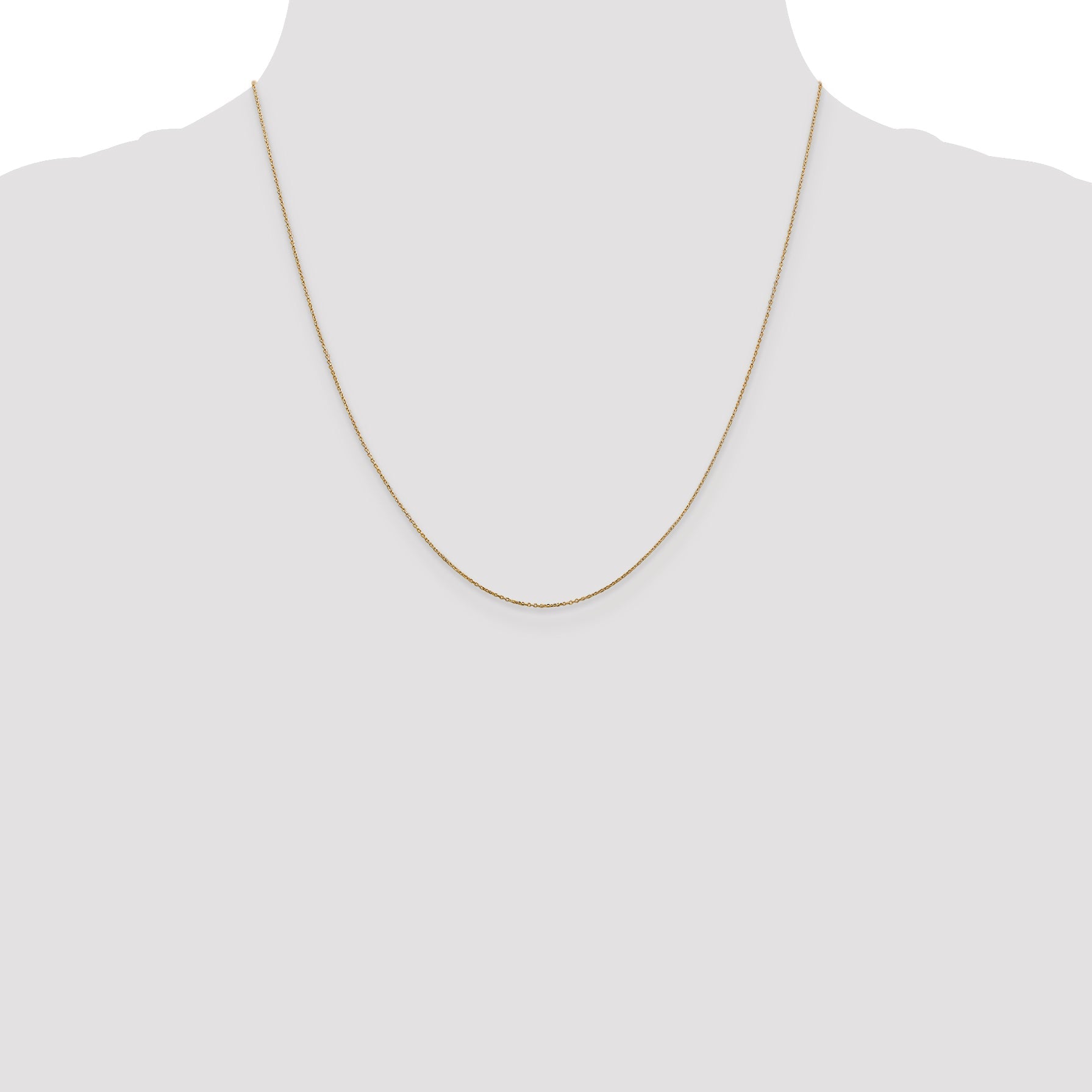 14K Yellow Gold 20 Inch .6mm Diamond-Cut Round Open Link Cable With Spring Ring Clasp Chain Necklace