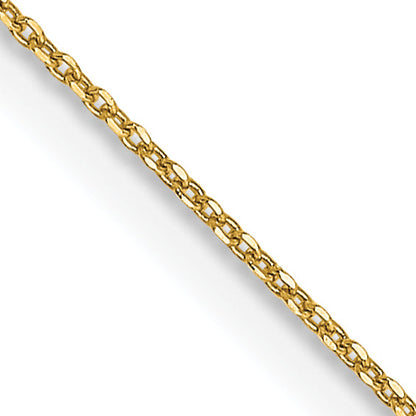 14K Yellow Gold 20 Inch .6mm Diamond-Cut Round Open Link Cable With Spring Ring Clasp Chain Necklace