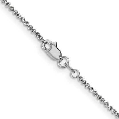 14K White Gold 14 Inch 1.4mm Round Open Link Cable With Lobster Clasp Chain Necklace