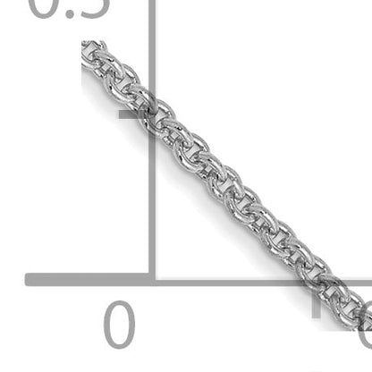 14K White Gold 14 Inch 1.4mm Round Open Link Cable With Lobster Clasp Chain Necklace