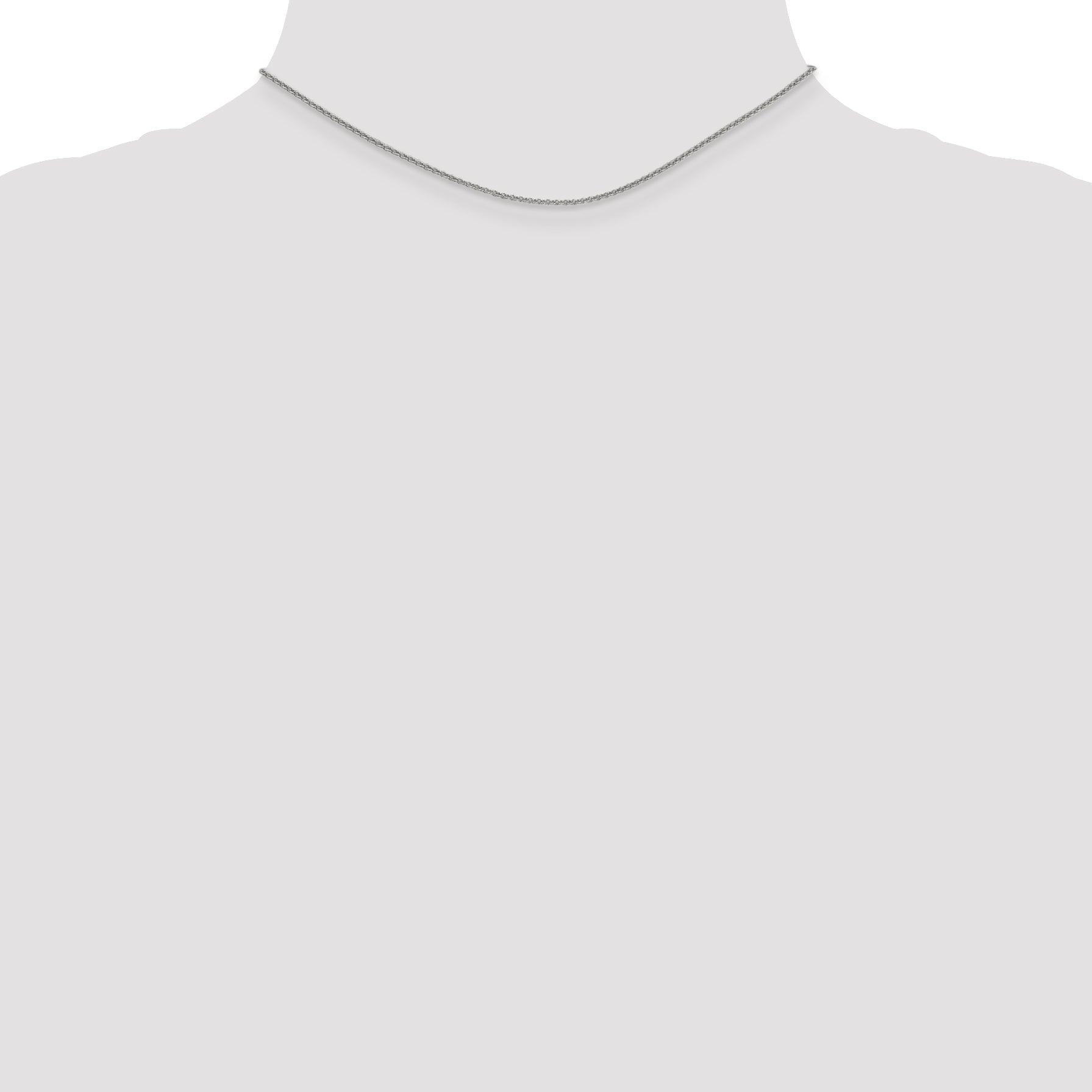 14K White Gold 14 Inch 1.4mm Round Open Link Cable With Lobster Clasp Chain Necklace