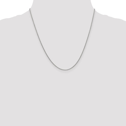 14K White Gold 20 Inch 1.4mm Round Open Link Cable With Lobster Clasp Chain Necklace