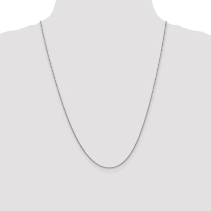 14K White Gold 24 Inch 1.4mm Round Open Link Cable With Lobster Clasp Chain Necklace