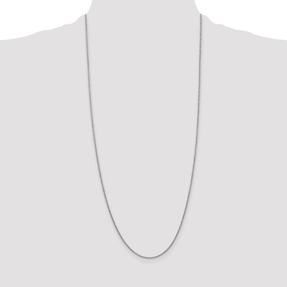 14K White Gold 30 Inch 1.4mm Round Open Link Cable With Lobster Clasp Chain Necklace