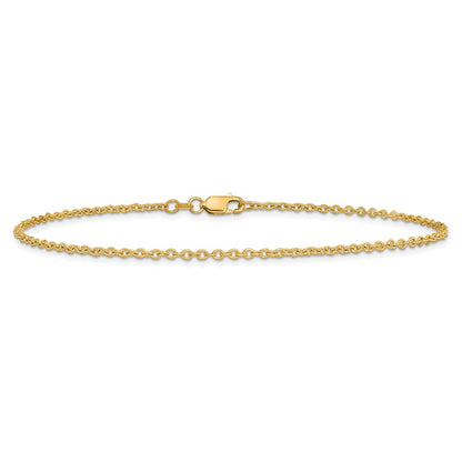 14K Yellow Gold 10 Inch 1.8mm Forzantine Cable With Lobster Clasp Anklet