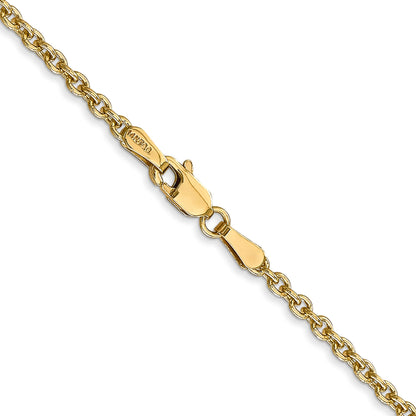 14K Yellow Gold 30 Inch 2.2mm Forzantine Cable With Lobster Clasp Chain Necklace