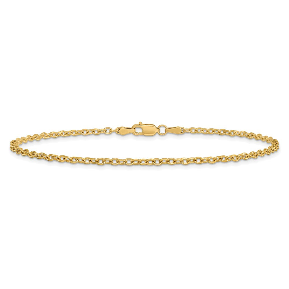 14K Yellow Gold 10 Inch 2.2mm Forzantine Cable With Lobster Clasp Anklet