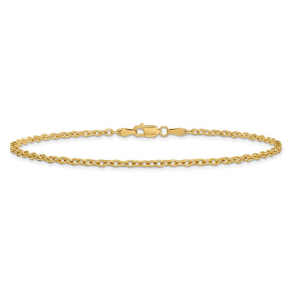 14K Yellow Gold 10 Inch 2.2mm Forzantine Cable With Lobster Clasp Anklet