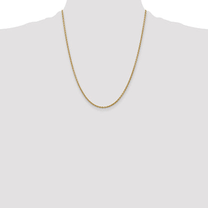 14K Yellow Gold 22 Inch 2.2mm Forzantine Cable With Lobster Clasp Chain Necklace