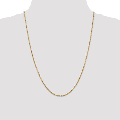 14K Yellow Gold 24 Inch 2.2mm Forzantine Cable With Lobster Clasp Chain Necklace