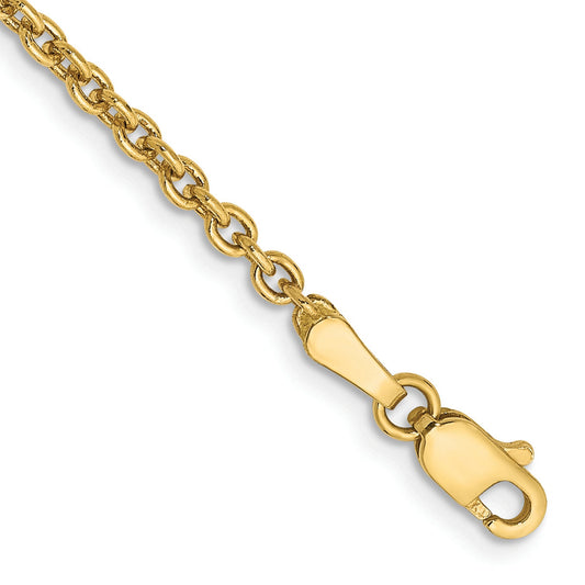 14K Yellow Gold 9 Inch 2.2mm Forzantine Cable With Lobster Clasp Anklet