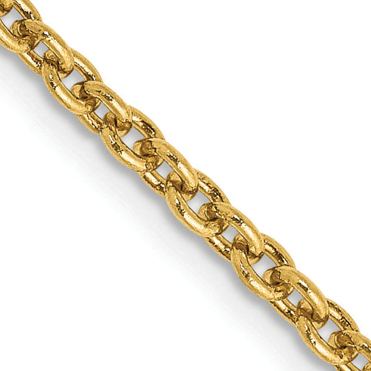 14K Yellow Gold 30 Inch 2.2mm Forzantine Cable With Lobster Clasp Chain Necklace