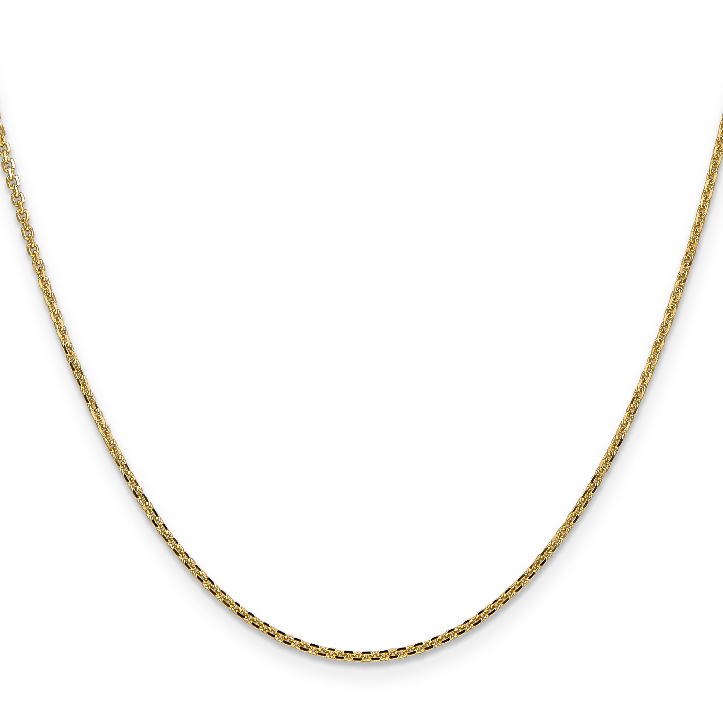 14K Yellow Gold 18 Inch 1.45mm Solid Diamond-Cut Cable With Lobster Clasp Chain Necklace