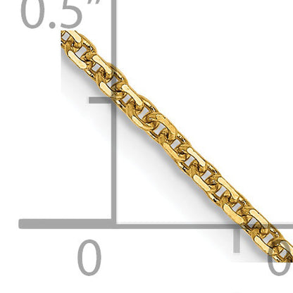 14K Yellow Gold 14 Inch 1.45mm Solid Diamond-Cut Cable With Lobster Clasp Chain Necklace