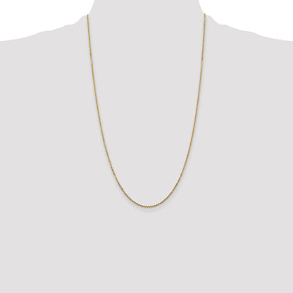 14K Yellow Gold 26 Inch 1.45mm Solid Diamond-Cut Cable With Lobster Clasp Chain Necklace