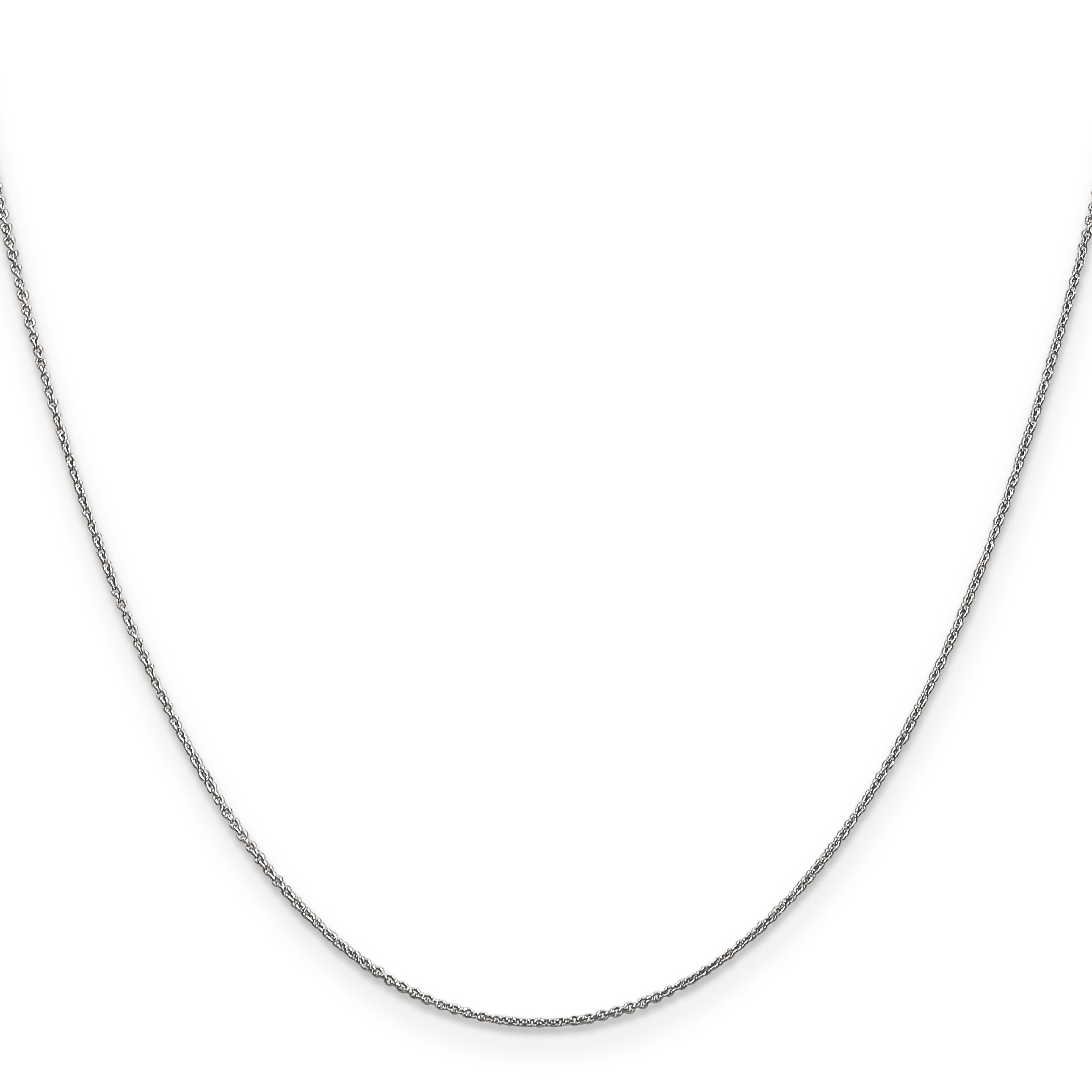 14K White Gold 14 Inch .75mm Cable With Spring Ring Clasp Pendant Chain Necklace