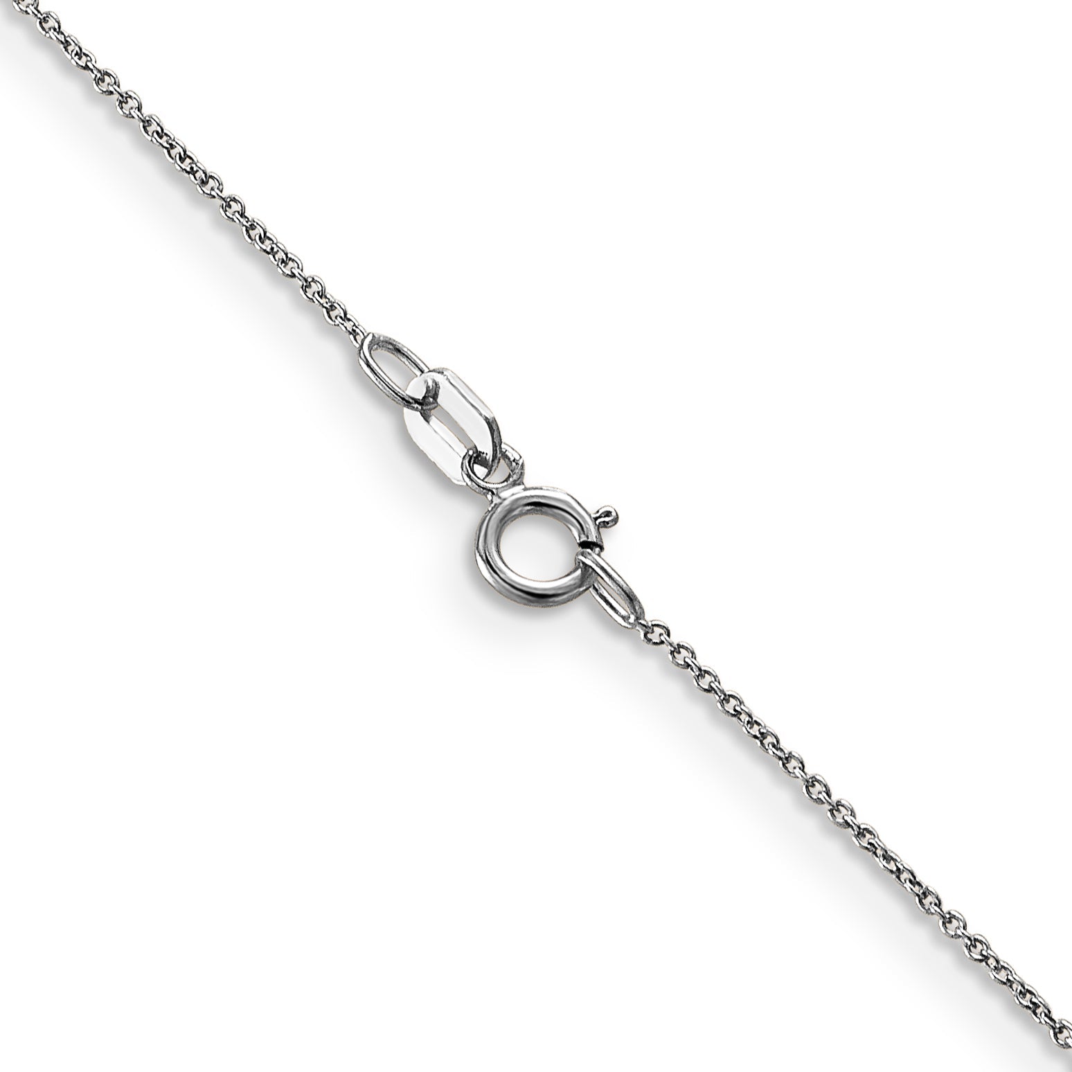 14K White Gold 14 Inch .75mm Cable With Spring Ring Clasp Pendant Chain Necklace