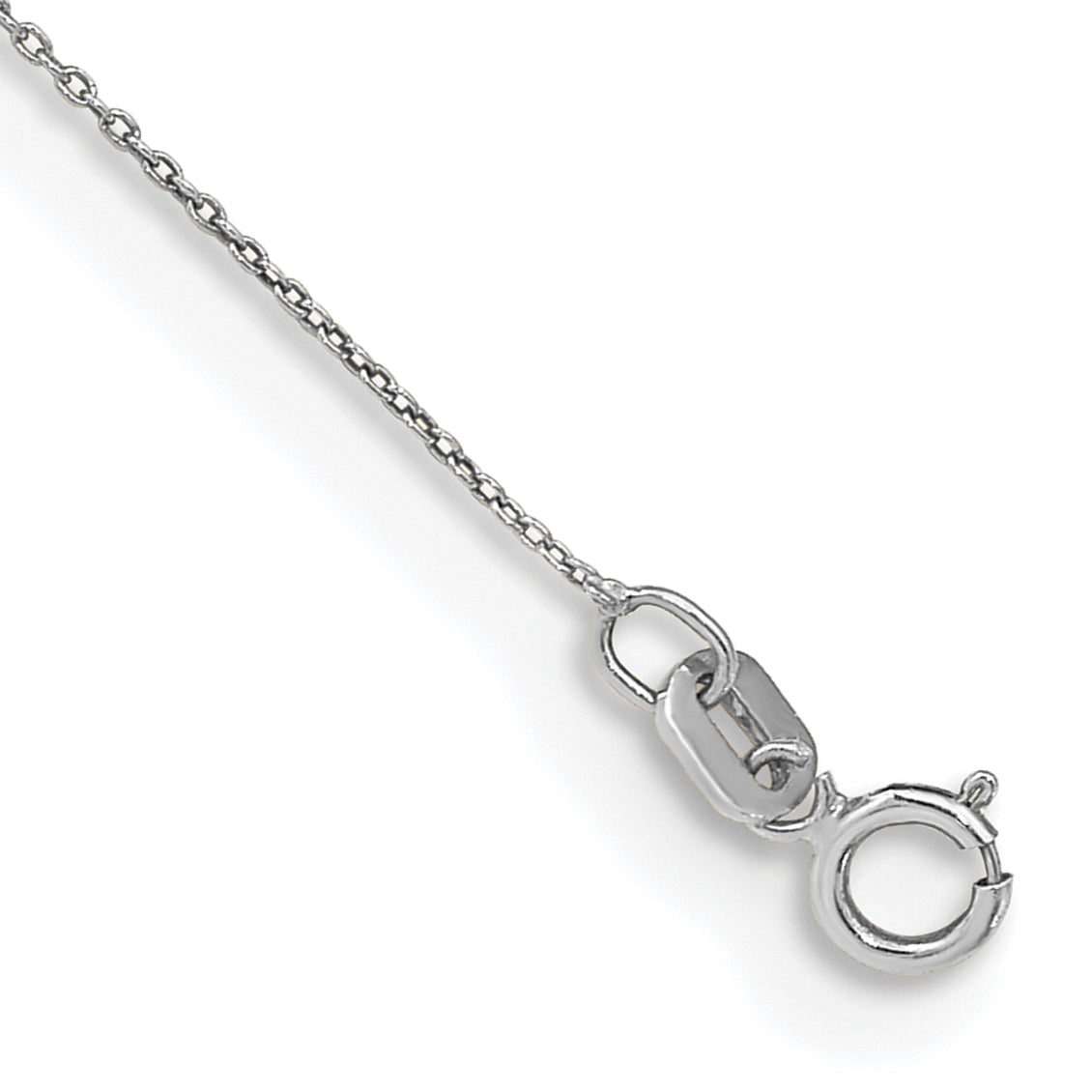 14K White Gold 10 Inch .75mm Cable With Spring Ring Clasp Anklet